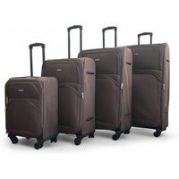 Infinity Leather Expandable Soft 8 Wheel Lightweight Suitcase Luggage Travel Bags Set of 4 in Brown