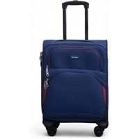 Infinity Leather Soft Shell Cabin 48 x 37 x 20 cm Secure Travel Luggage Suitcase Suitable for Easyjet, Ryanair in Blue