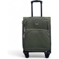 Infinity Leather Soft Shell Cabin 48 x 37 x 20 cm Secure Travel Luggage Suitcase Suitable for Easyjet, Ryanair in Green