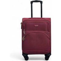 Infinity Leather Soft Shell Cabin 48 x 37 x 20 cm Secure Travel Luggage Suitcase Suitable for Easyjet, Ryanair in Red