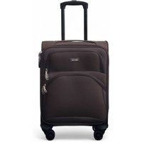 Infinity Leather Soft Shell Cabin 48 x 37 x 20 cm Secure Travel Luggage Suitcase Suitable for Easyjet, Ryanair in Brown