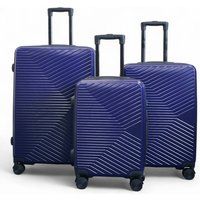 Infinity Leather Hardshell Suitcase Robust 8 Wheel Luggage Cabin Case Bag in Navy | Size: Medium