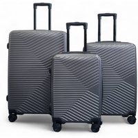 Infinity Leather Hardshell Suitcase Robust 8 Wheel Luggage Cabin Case Bag in Dark Grey