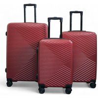 Infinity Leather Hardshell Suitcase Robust 8 Wheel Luggage Cabin Case Bag Set in Red