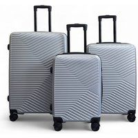 Infinity Leather Hardshell Suitcase Robust 8 Wheel Luggage Cabin Case Bag in Silver | Size: Large
