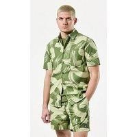 Weekend Offender Toshima Camo Camo Classic Short Sleeve Shirt - Green