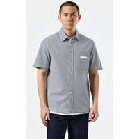 Weekend Offender Gervasi Ticking Stripe Classic Short Sleeve Shirt - Black