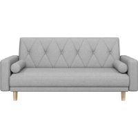 Yaheetech color 3 Seater Button-tufted Fabric Convertible Sleeper with 2 Bolster Pillows Light Grey 86cm H X 185cm W X 86cm D