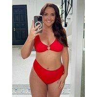 In The Style Jac Jossa Red Control Textured High Waist Bikini Bottom