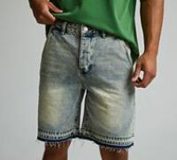 Lorenzo Dante Open Hem Denim Short - Blue - Size 36