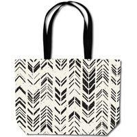Warren Reed - Designer Hand Drawn Chevron Pattern Beach Shopper Tote Bag in Black