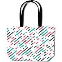Warren Reed - Designer Overlapping Coloured Diagonal Lines Beach Shopper Tote Bag in Green