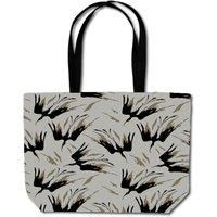 Warren Reed - Designer Black & Gold Fire Bird Silhouettes Beach Shopper Tote Bag in Grey
