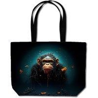 Warren Reed - Designer Monkey Face Splashart Blue Beach Shopper Tote Bag
