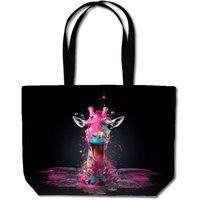 Warren Reed - Designer Splashart Giraffe Face Pink Beach Shopper Tote Bag