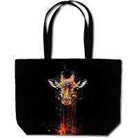 Warren Reed - Designer Giraffe Face Splashart Beach Shopper Tote Bag in Orange