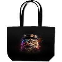 Siberian Cat With Glasses Splashart Beach Shopper Tote Bag