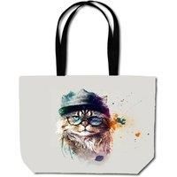 Warren Reed - Designer Siberian Cat Face Splashart Beach Shopper Tote Bag