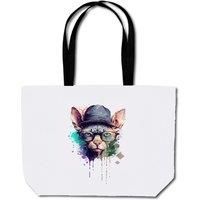 Sphynx Cat Face Glasses And Hat Splashart Beach Shopper Tote Bag