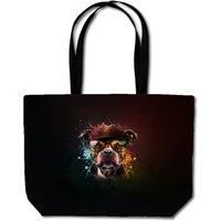 Warren Reed - Designer Staffordshire Bull Terrier Dog With Glasses Splashart Beach Shopper Tote Bag