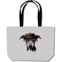 Warren Reed - Designer Whippet Dog Splashart Beach Shopper Tote Bag