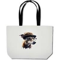 Warren Reed - Designer Whippet Dog With Glasses Splashart Beach Shopper Tote Bag