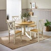Bude Round Wooden Dining Table & 4 Millford Chairs