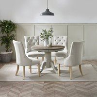 Padstow Wooden Extending Farmhouse Dining Table & 4 Belgravia Fabric Chairs