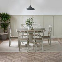 Padstow Wooden Extending Round Dining Table & 4 Millford Chairs