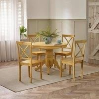 Padstow Wooden Extending Round Dining Table & 4 Millford Chairs