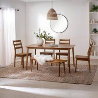 FurnitureboxUK Lynton Large Walnut Effect Wooden Dining Table with 4 Chairs & Bench