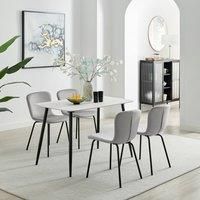 Asti White Marble Ceramic Top Dining Table & 4 Asti Chairs