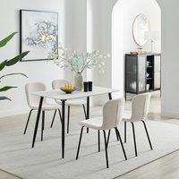 Asti White Marble Ceramic Top Dining Table & 4 Asti Chairs