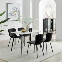 Asti White Marble Ceramic Top Dining Table & 4 Asti Chairs