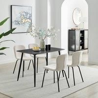 Asti Grey Marble Ceramic Top Dining Table & 4 Asti Chairs