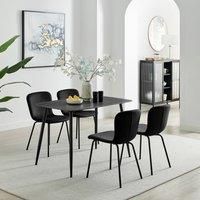 Asti Grey Marble Ceramic Top Dining Table & 4 Asti Chairs