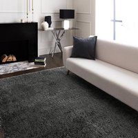 FurnitureboxUK Selby Charcoal Grey Shaggy Rug | Size: 120cm x 170cm