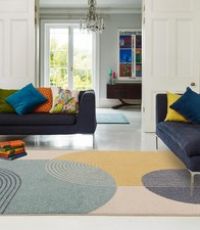 Retro Blue & Yellow Arches Rug 100% Polypropylene