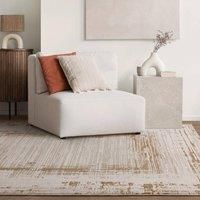 Strata Gold & Cream Modern Sketched Border Rug 100% Polyester