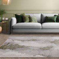 FurnitureboxUK Zephyr Green Metallic Lustre Rug | Size: 120cm x 170cm