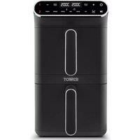 Tower T17190 Vortx XL Dual Stack Air Fryer with Digital Control Panel, Space Saving Design, 6 Preset Cooking Modes, Match Cook & Smart Finish Functions, Dual Baskets, 2460W, 11L, Black
