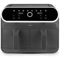 Tower T17194 Elite Dual Basket Air Fryer with Digital Control Panel, Match Cook & Smart Finish Functions, 8 Cooking Presets, Vortx Technology, 8L, 1700W, Graphite