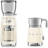 Smeg Eejb301 50S Style Coffee Grinder & Induction Milk Frother - Cream