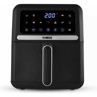 Tower T17186 Vortx Digital Air Fryer with Digital Colour Display, 11 Pre-set Cooking Options, Space Saving Design, 1500W, 5L, Black