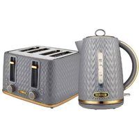 Tower Empire Kitchen Set, Rapid Boil Kettle and 4 Slice Toaster, Grey  EEJB324
