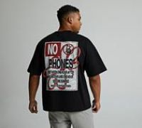 Faded Store No Phones T-Shirt - Black - Size 2XL