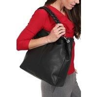 Plaited Detail Leather Shoulder Bag