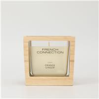 French Connection ,Wooden Surround Scented Candle Collection, Orange Ginger