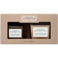 French Connection Square Range Scented Candle & Reed Diffuser Gift Set | 220g Shea Butter Wax Candle & 100ml Diffuser | Glass Jar Design | 37-Hour Burn Time | Gift Box (Praline & Cream)