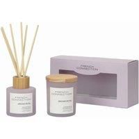 French Connection Pastel Collection Scented Reed Diffuser & Candle Gift Set | Luxury Home Fragrance | (Set-100ML & 141G, Lavender & Cedarwood)